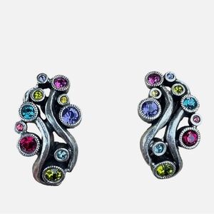 Patricia Locke Multi-Color Crystal Clip-On Earrings Year 2015